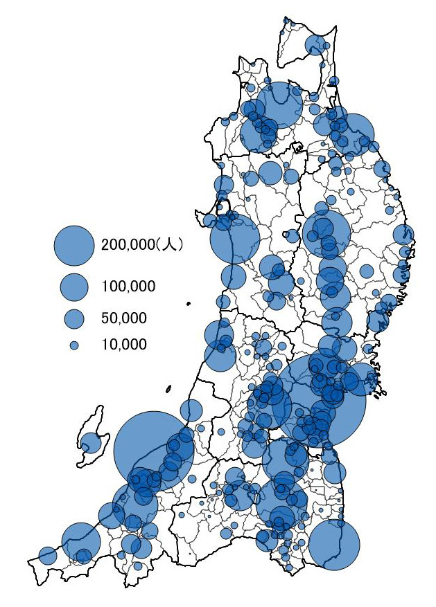 人口の分布 イメージ